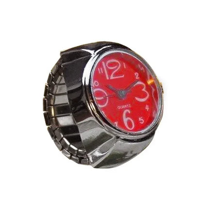 Punk Mini Quartz Watch Clock Finger Rings for Men Women Stainless Steel Elastic Strap Punk Couple Roman Ring Jewelry Gifts