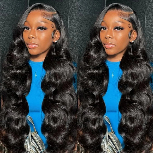 Natural Black Body Wave 13x4 Lace Frontal Wig – HD Transparent Pre-Plucked, 180% Density