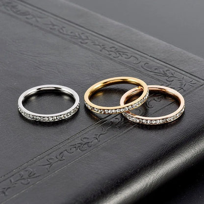 Fashion Zircon Chain  Rings For Women Gold Silver Color Elegant Finger Ring Female Korean Wedding Jewelry Gift