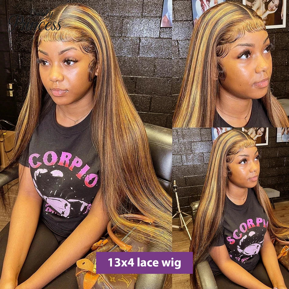 Highlight Ombre Straight 13x6 HD Lace Frontal Wig – Remy 13x4 Full Lace Pre-Plucked