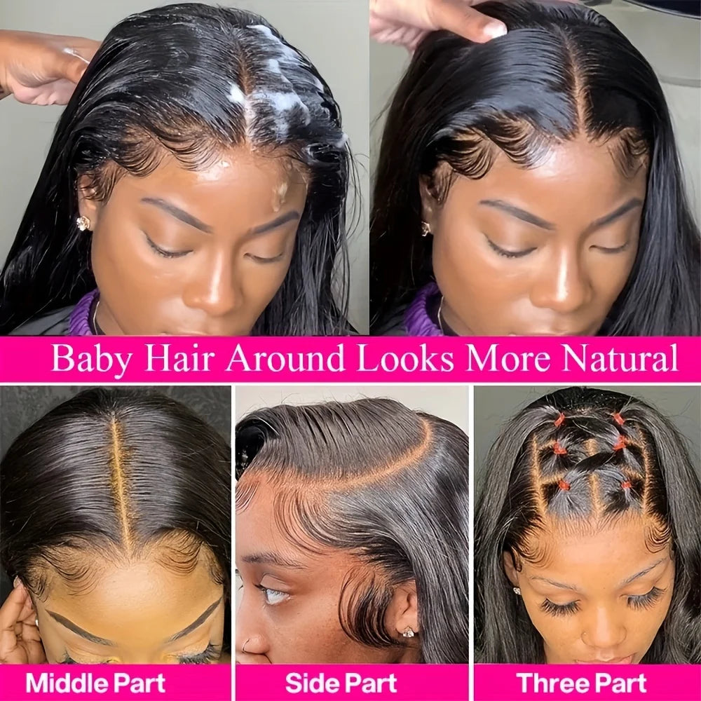 Bone Straight 360 Full Lace Front Wig – 13x4 & 13x6 HD, 250% Density 30–46 Inch