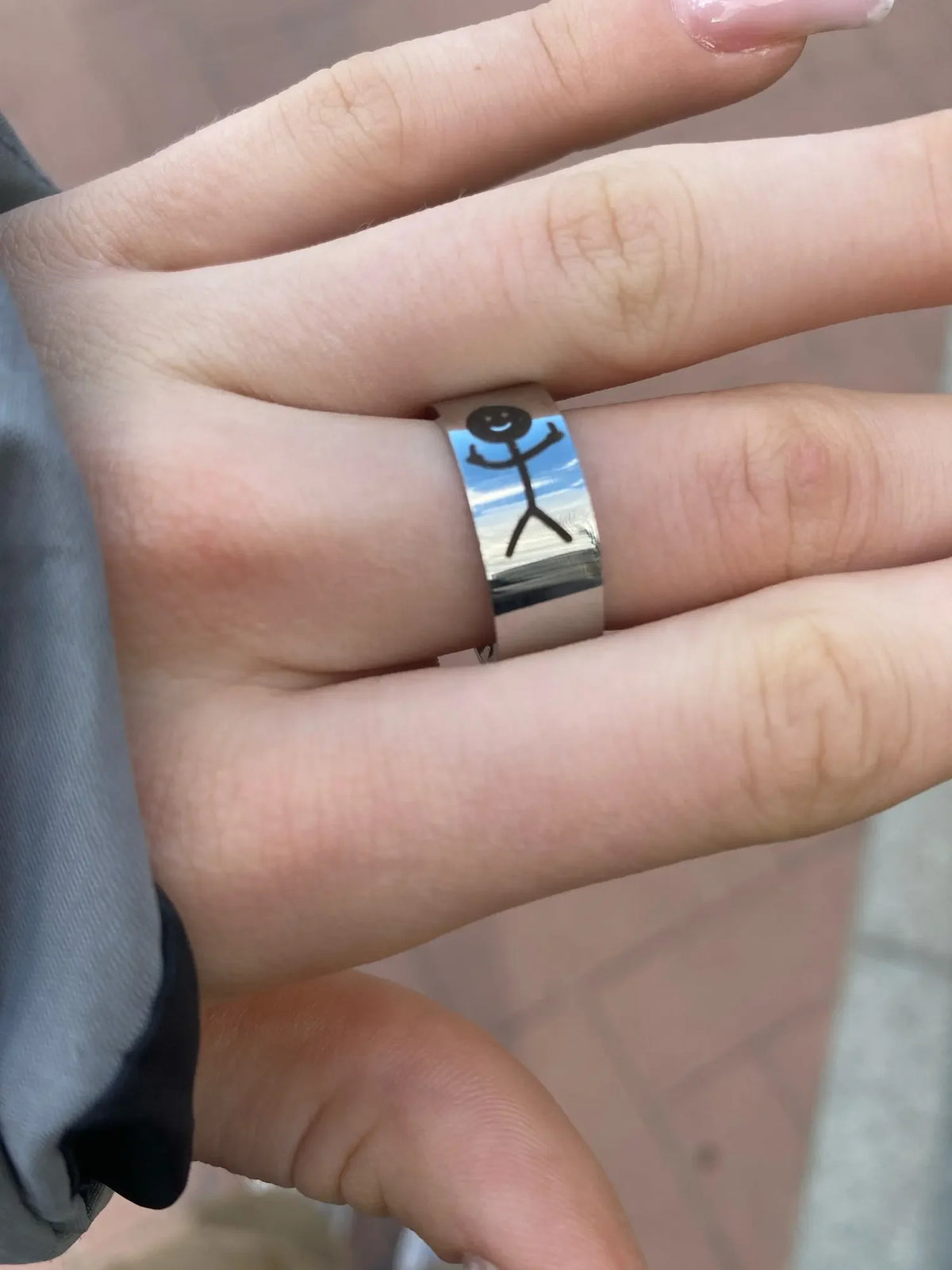 Simple Trend Funny Finger Stickman Ring Hip Hop Doodle Rings For Man Couple Party New Gifts Jewelry