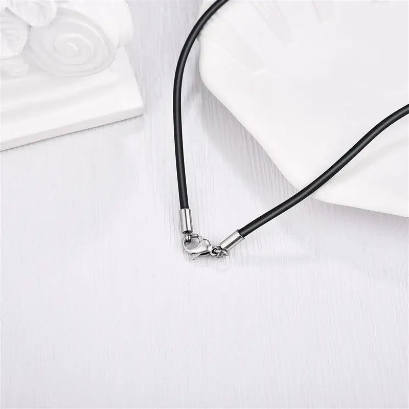 Rubber Rope Necklace & Bracelets For Men Women Fashion Jewelry Gift Casual Round Neck Black Necklace DIY Rope