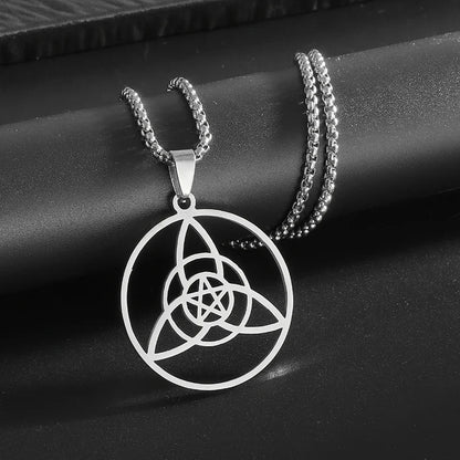 Stainless Steel Trinity Celtic Knot Nordic Rune Pendant Necklace Retro Ethnic Style Irish Knot Lucky Amulet Jewelry for Men