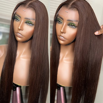 Chocolate Brown Body Wave 13x6 HD Lace Front Wig – 220% Density, 30 Inch Transparent