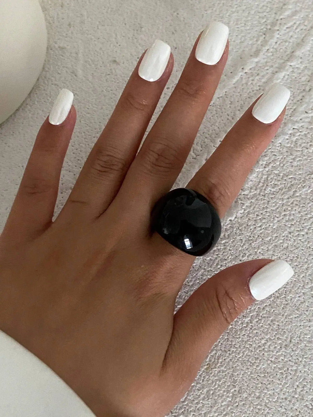 Salircon Korean Simple Acrylic Rings Vintage Round Ring for Women New Punk Resin Big Kpop Finger Wide Ring Fashion Party Jewelry