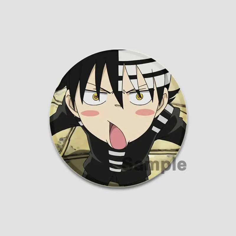 58/44/32mm Anime Soul Eater Round Pins Cartoon Badges Cosplay Handmade Tinplate Brooch for Backpack Clothes Chest Ornament Gifts