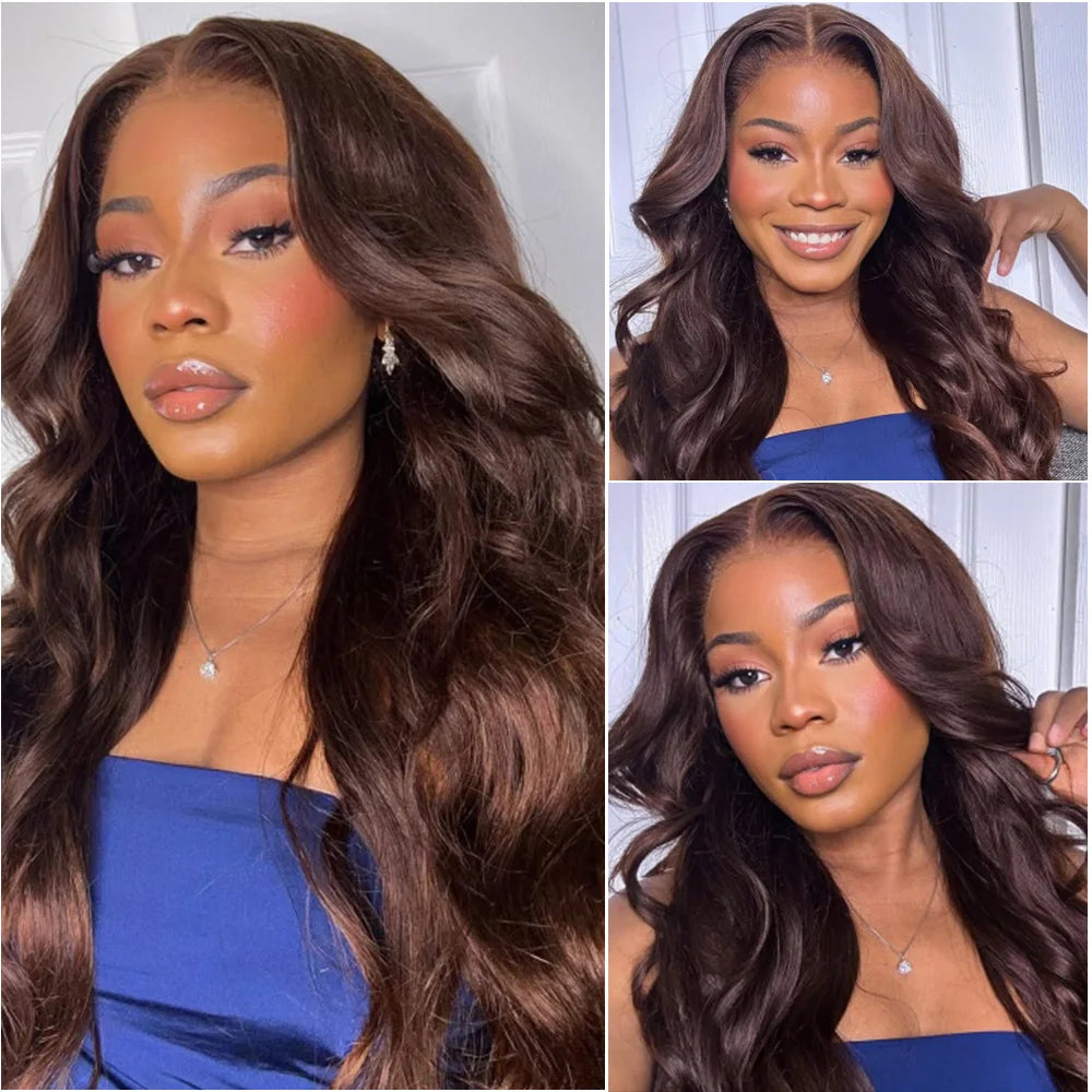 Chocolate Brown Body Wave HD Lace Front Wig – Transparent 13x4 & 13x6