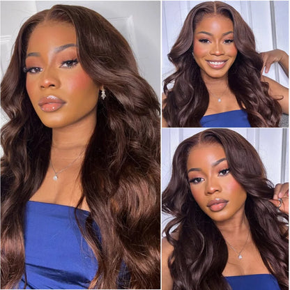 Chocolate Brown Body Wave HD Lace Front Wig – Transparent 13x4 & 13x6