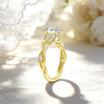 Real 14K Gold Filled Moissanite Wedding Ring 3CT Marquise Cut GRA Diamond Nature-Inspired Au585 Engagement Ring for Women