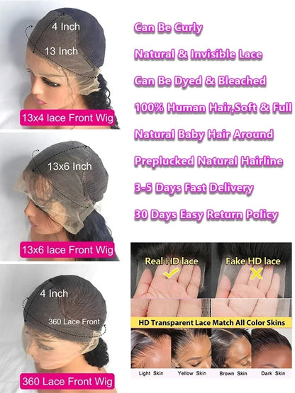 Natural Black Body Wave 360 Full Lace Wig – Pre-Plucked 13x4 & 13x6, 250%