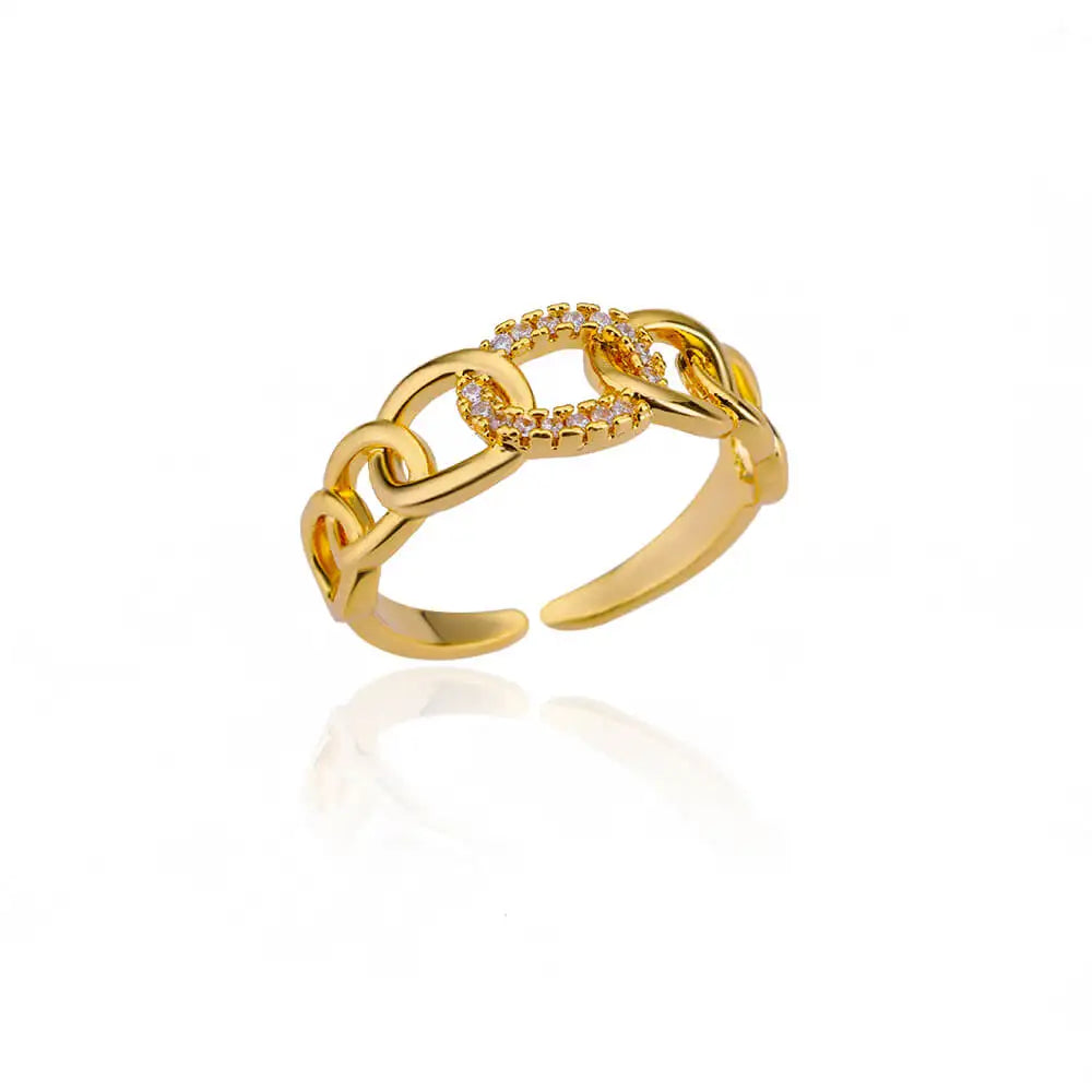 Stainless Steel Round Rings For Women Zircon Geometric Gold Color Crystal Ring Aesthetic Wedding Party Jewerly Gift Bague Femme