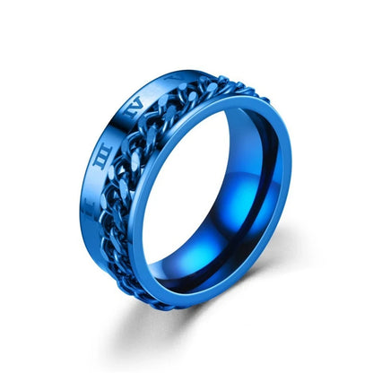 Titanium Steel Rotatable Chain Couple Ring Anxiety Multifunctional Jewelry Fashion 8mm Fidget Spinner Rings Power Sense Gifts
