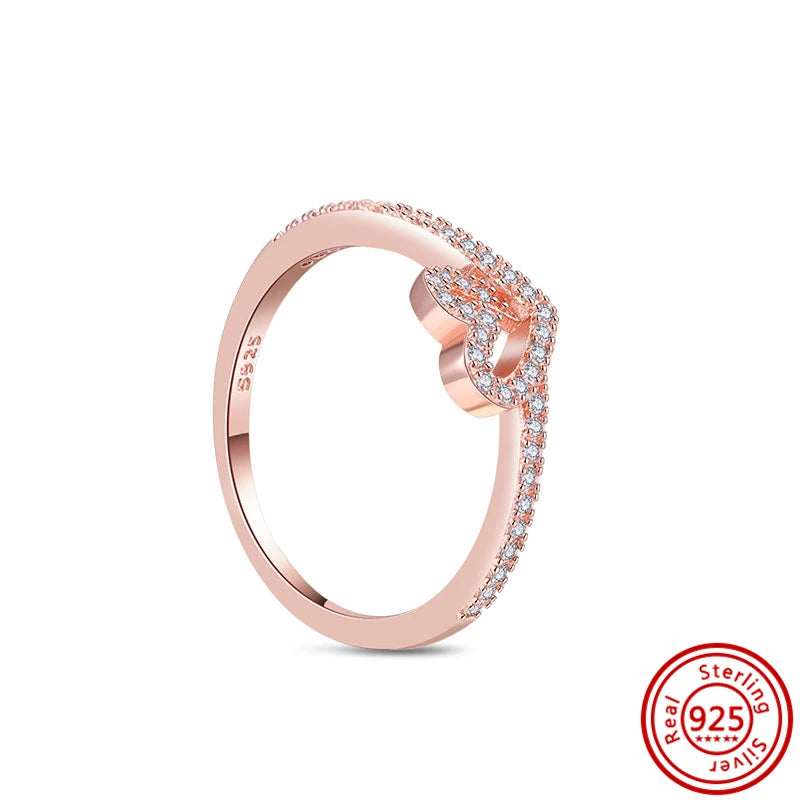 925 Sterling Silver Original Rose Gold Plated Fashion Women Ring Flower Green Zircon Design Jewelry Exquisite Wedding Gift Rings