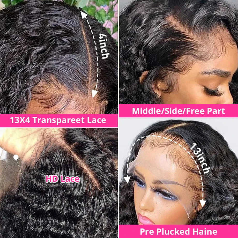 Water Wave Curly HD Lace Frontal Wig for Black Women – Pre-Plucked 13x4 & 13x6
