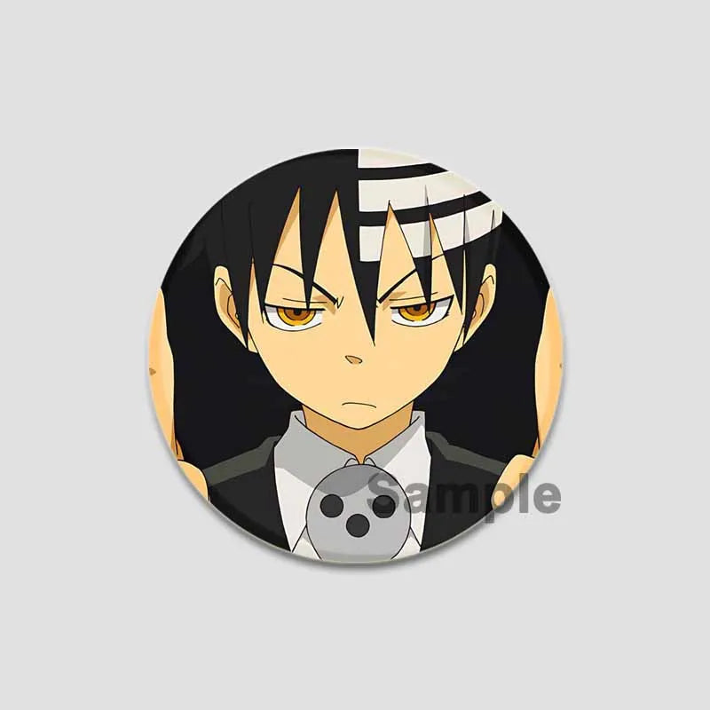 58/44/32mm Anime Soul Eater Round Pins Cartoon Badges Cosplay Handmade Tinplate Brooch for Backpack Clothes Chest Ornament Gifts