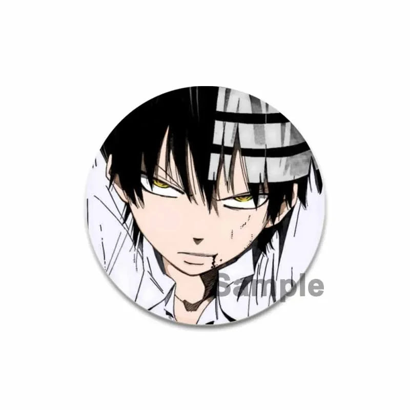 32/44/58MM Anime Soul Eater Pins Thompson Patricia Evans Soul Eater Albarn Maka Figure Icon Brooches Badge for Backpack Clothes