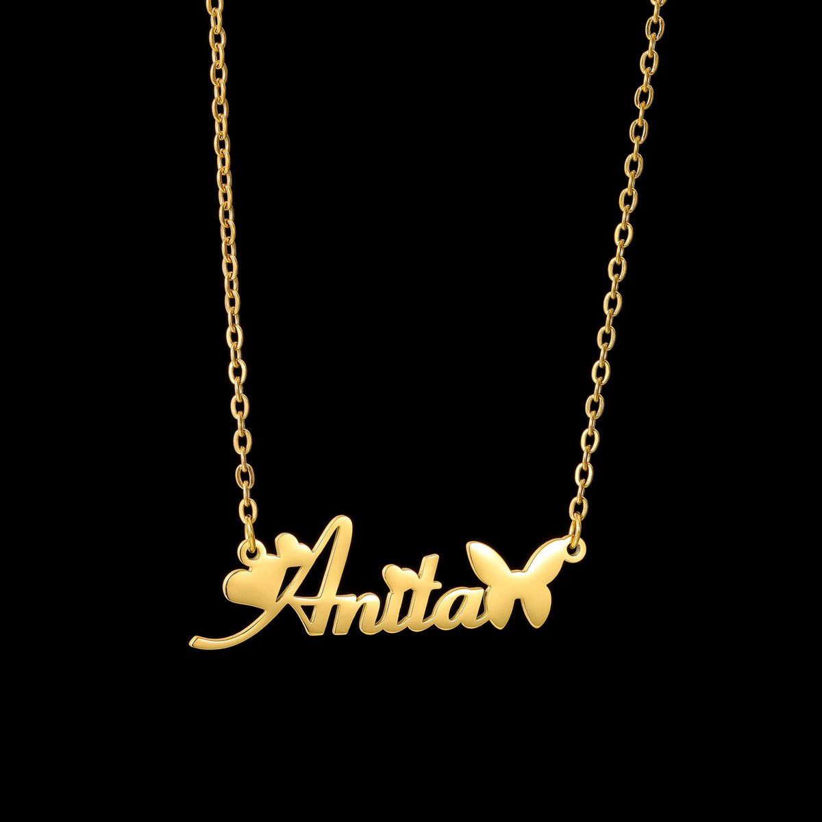 Atoztide Custom Name Necklace for Women with Butterfly Personalized Stainless Steel Jewelry Nameplate Choker Chain Birthday Gift