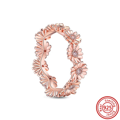 925 Sterling Silver Original Rose Gold Plated Fashion Women Ring Flower Green Zircon Design Jewelry Exquisite Wedding Gift Rings