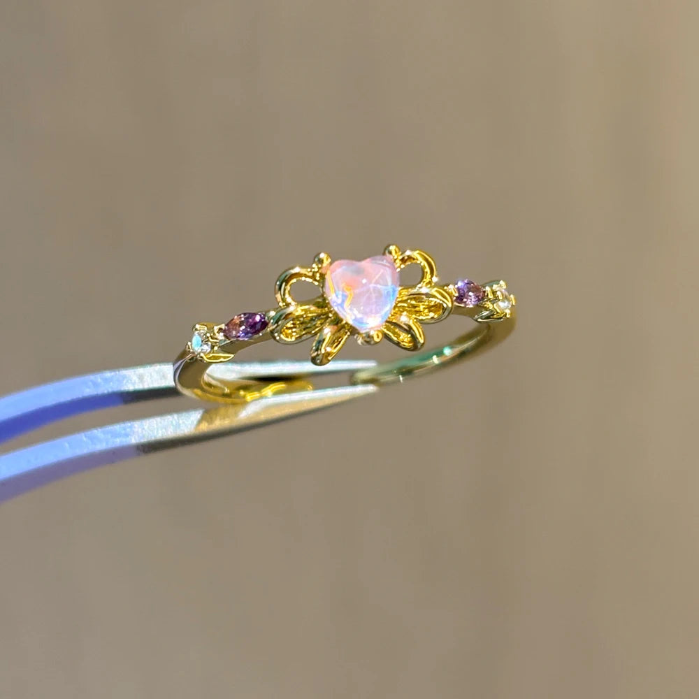 100 styles 14K Gold Plated Color Zircon Flower Crown Bow Open Ring Women Adjustable Stackable Finger Rings Wedding Jewelry Gift