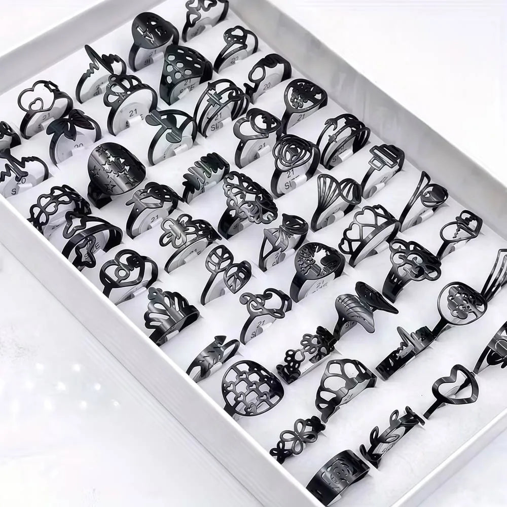 10/20Pcs/Lot Fashion Classic Charm Multicolor Simple Stainless Steel Rings For Women Wedding Love Mix Style Jewelry Party Gifts