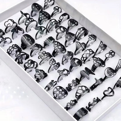 10/20Pcs/Lot Fashion Classic Charm Multicolor Simple Stainless Steel Rings For Women Wedding Love Mix Style Jewelry Party Gifts