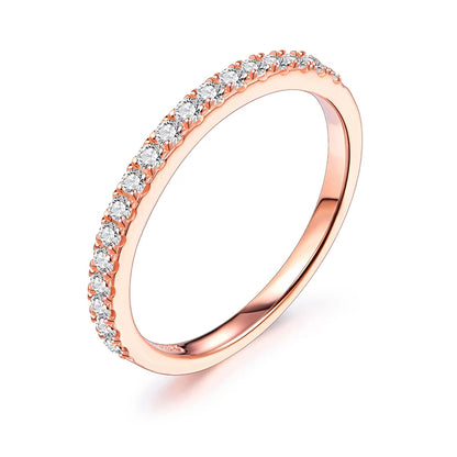 MINTYBOX Brilliant 1.5mm Moissanite Rings 925 Sterling Silver Half Eternity Ring for Women Stacking Engagement Band Fine Jewelry