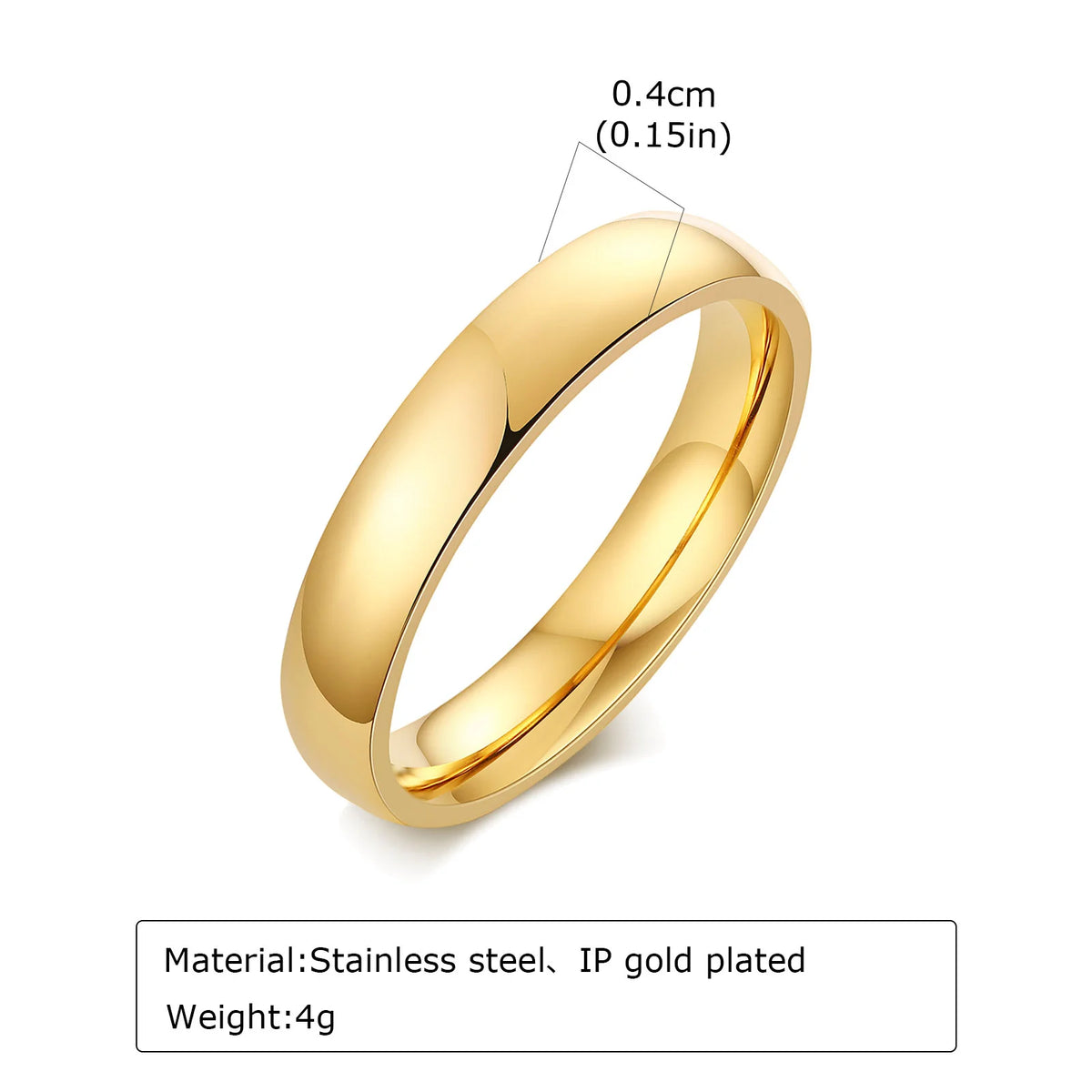 High Polished Stainless Steel Wedding Band Ring for Women Men 2/3/4/5/6mm Gold Plated Smooth Couple Rings Engagement Jewelry