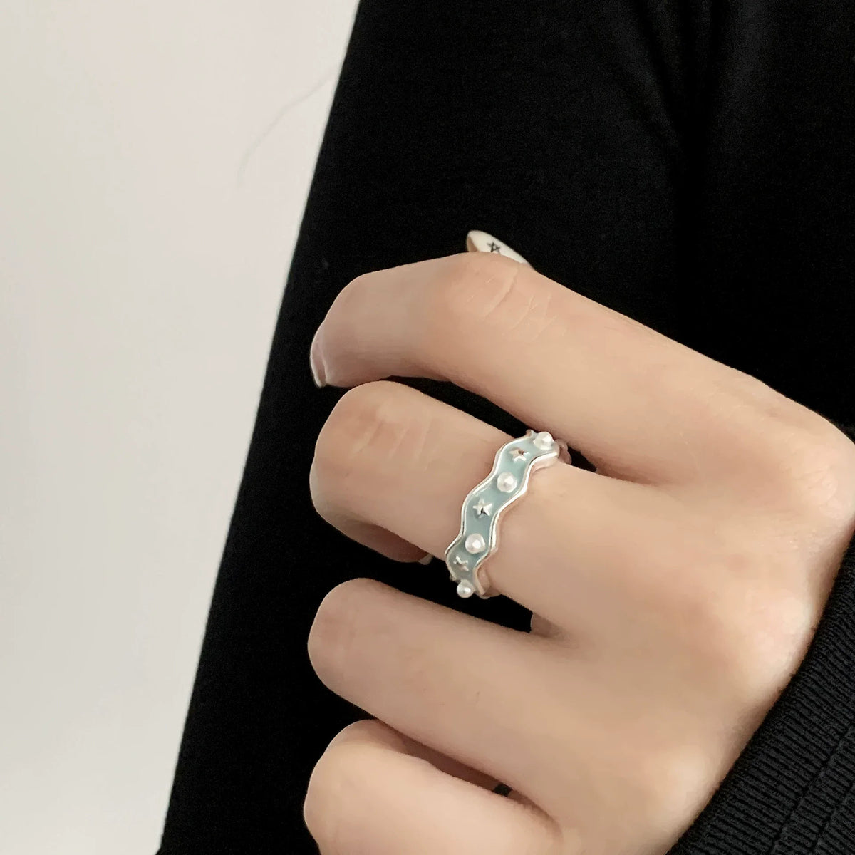 VENTFILLE 925 Sterling Silver Flower Lace Ring Korean Fashion Opening Inlaid CZ Adjustable Rings Valentine's Day Gift
