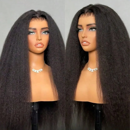 Kinky Straight Lace Frontal Wig for Black Women – Pre-Plucked 13x4 & 13x6, Up to 42 Inch