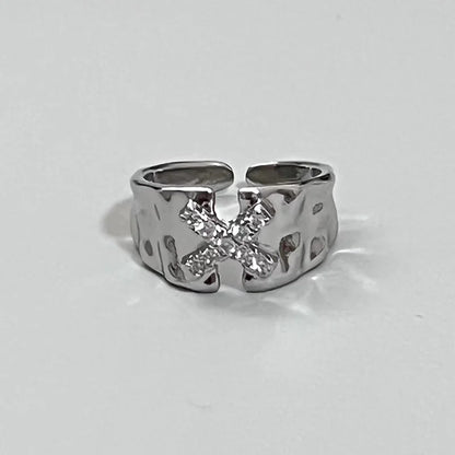 Punk Harajuku Y2K Shiny Star Cross Crystal Rings for Women Unisex Couple Engagement Ring Party Creative Jewelry