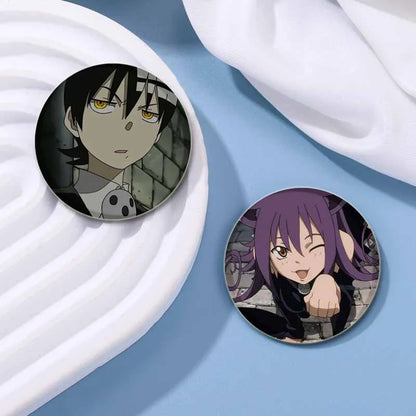 58/44/32mm Anime Soul Eater Round Pins Cartoon Badges Cosplay Handmade Tinplate Brooch for Backpack Clothes Chest Ornament Gifts
