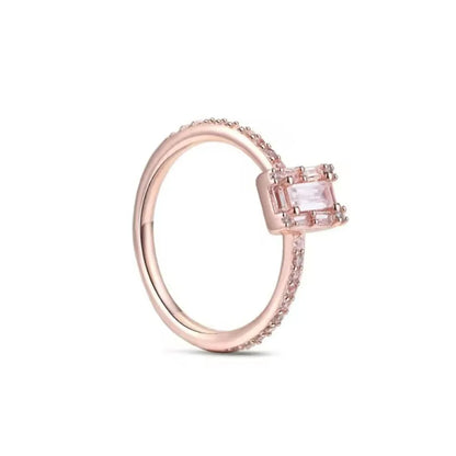 Rose Gold Clor Flower Heart Pink Ring New Hot Selling  Rings Suitable For  Matching DIY Birthday Gift 925 Silver