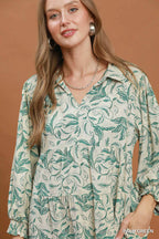 YSONA Umgee Linen Botanical Print Tiered Midi Dress — model wearing | Women's Dress | Shop YSONA