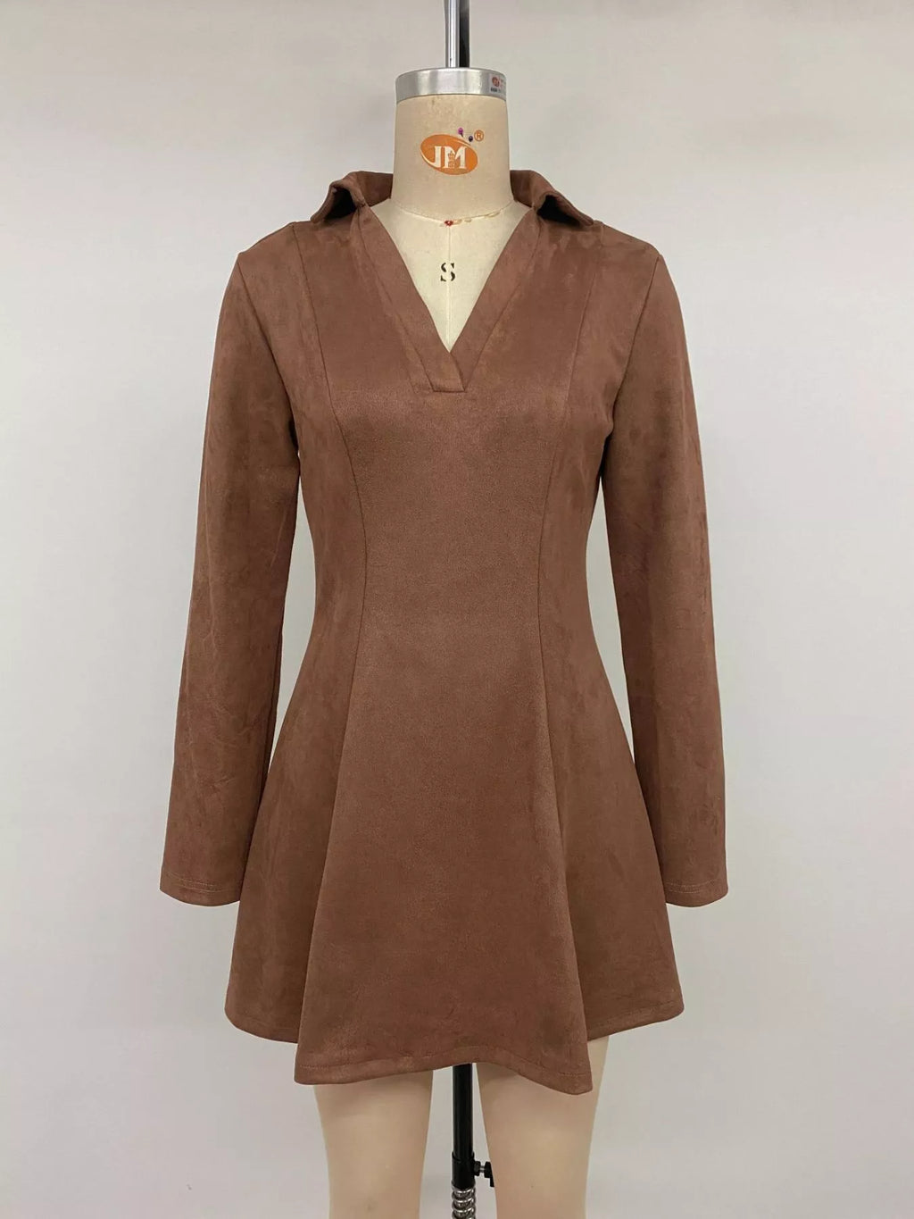 YSONA Johnny Collar Long Sleeve Dress — full length view | Women's Dress | Shop YSONA