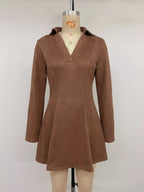 YSONA Johnny Collar Long Sleeve Dress — full length view | Women's Dress | Shop YSONA