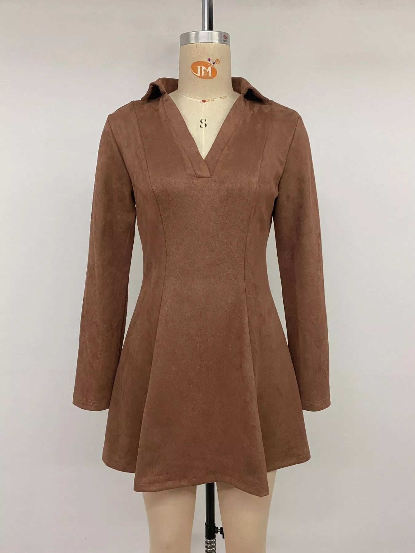 YSONA Johnny Collar Long Sleeve Dress — full length view | Women's Dress | Shop YSONA