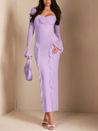 YSONA Ruffled Maxi Dress with Floral Detail — full length view | Women's Dress | Shop YSONA
