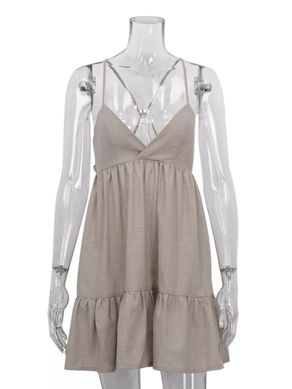 YSONA Backless Spaghetti Strap Mini Dress — close-up view | Women's Dress | Shop YSONA