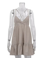 YSONA Backless Spaghetti Strap Mini Dress — close-up view | Women's Dress | Shop YSONA