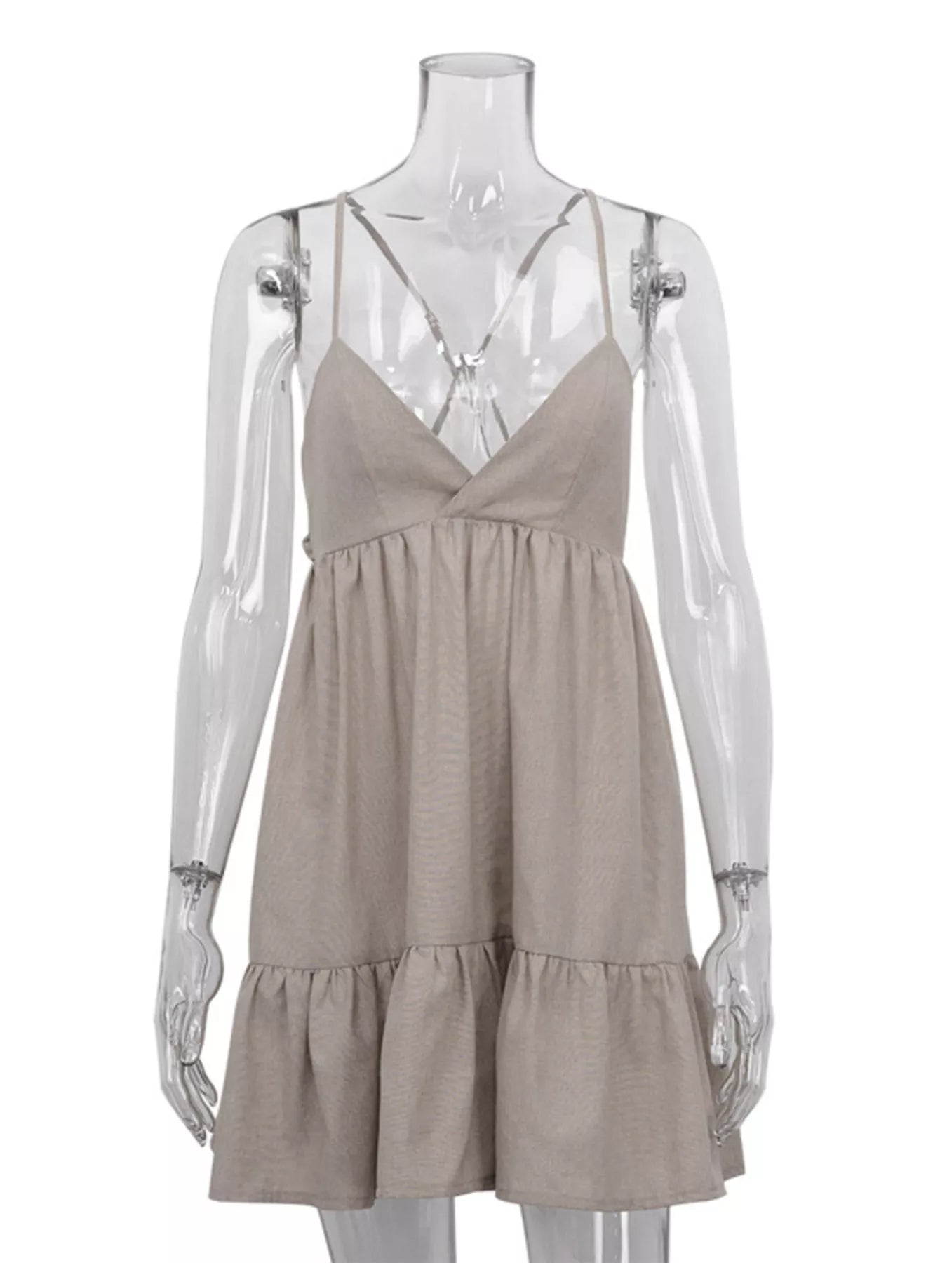 YSONA Backless Spaghetti Strap Mini Dress — close-up view | Women's Dress | Shop YSONA