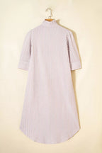 YSONA Stripe Frilled Collar Half Sleeve Shirt Dress — fabric detail | Women's Dress | Shop YSONA