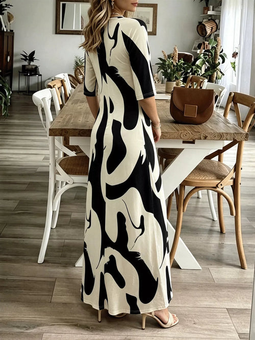 Abstract Print Casual Maxi Dress - view 2