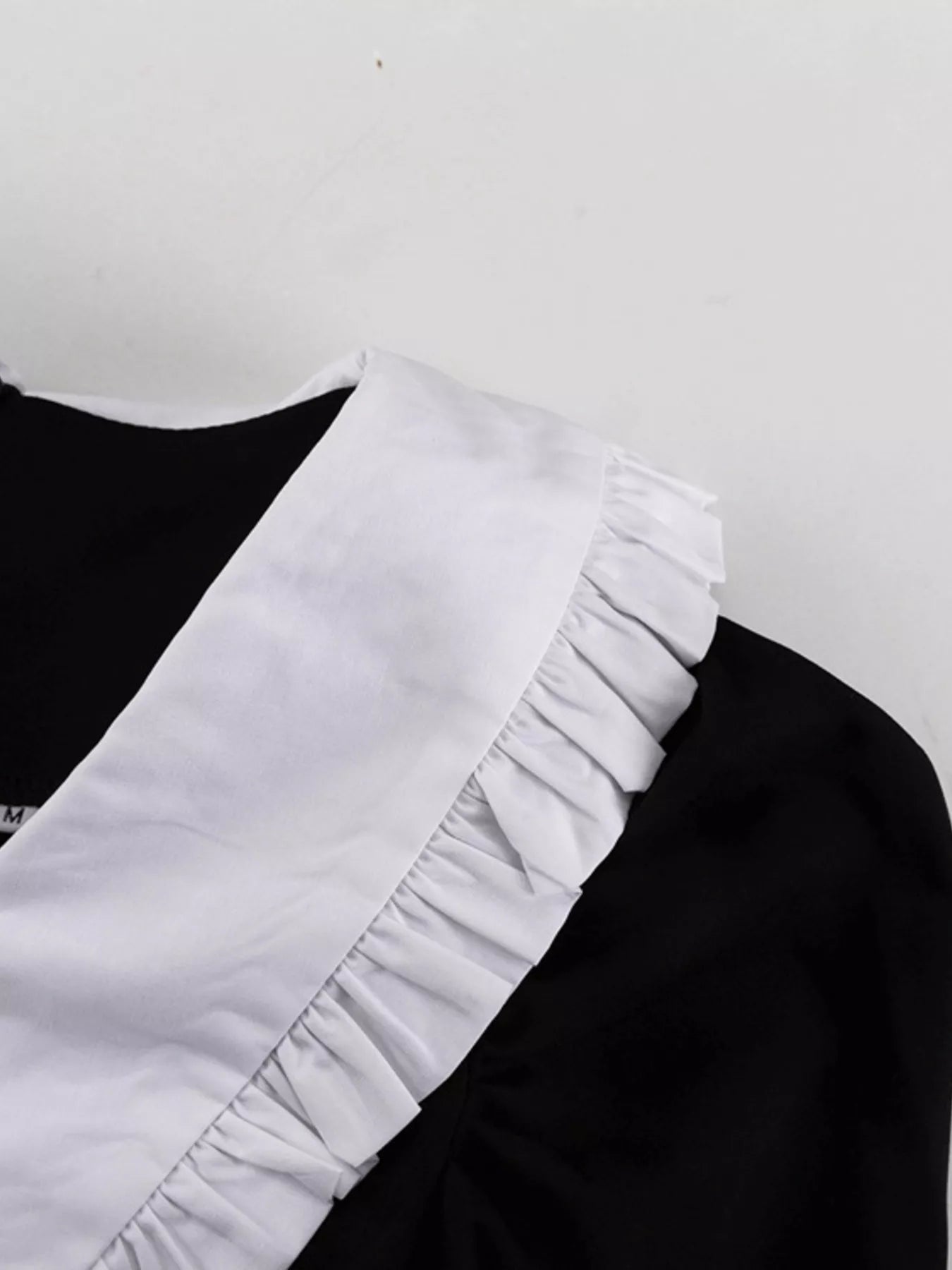 YSONA Puff Sleeve Contrast Collar Dress — model wearing | Women's Dress | Shop YSONA