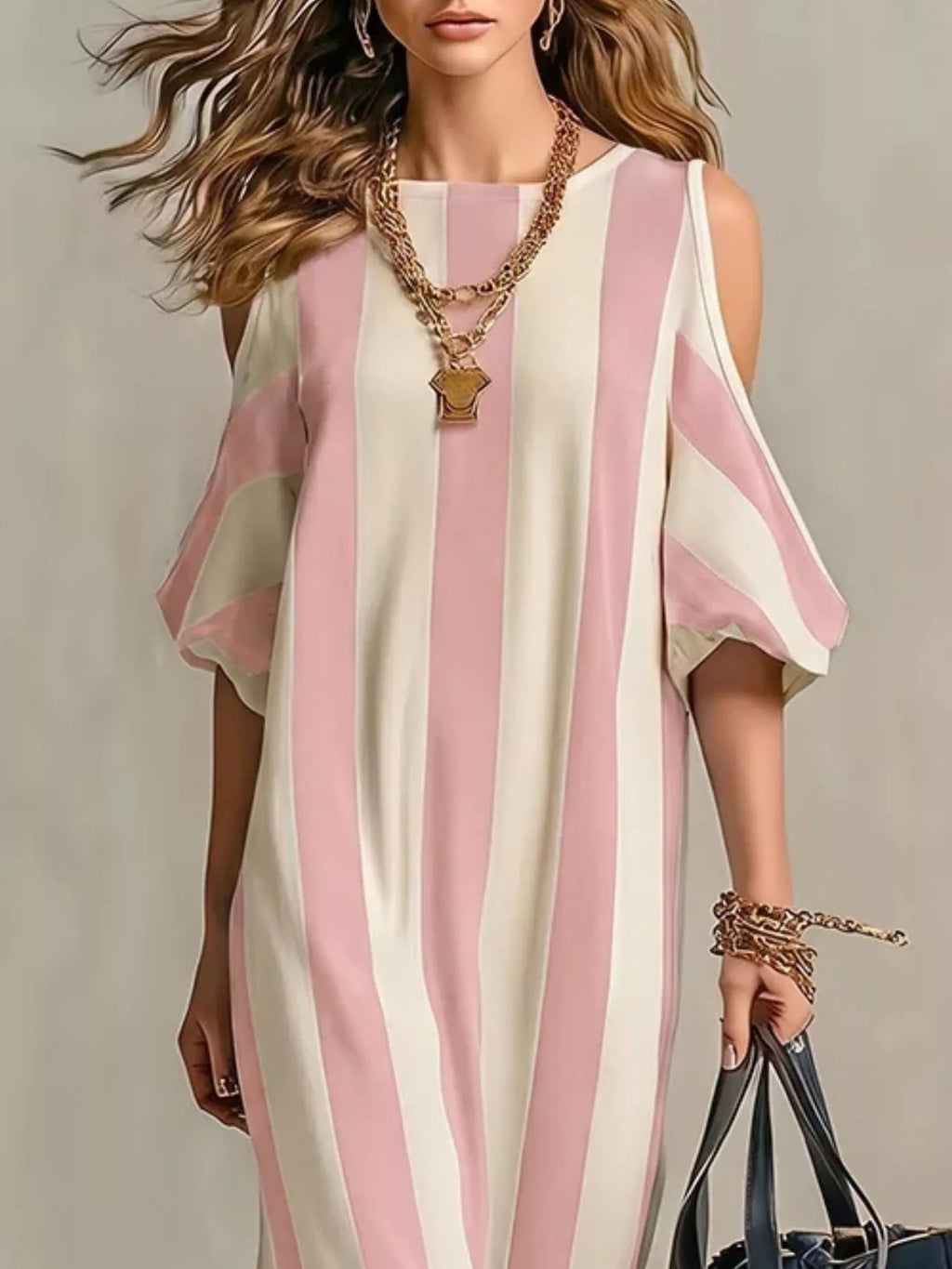 YSONA Striped Cold Shoulder Maxi Dress — styling view | Women's Dress | Shop YSONA