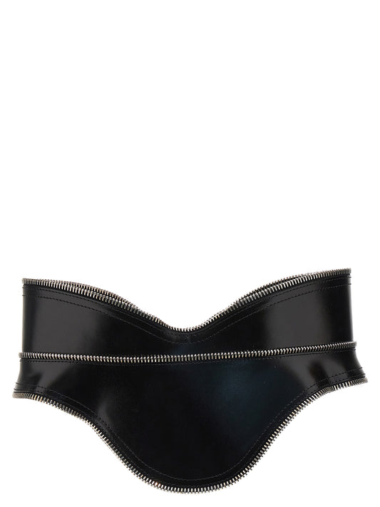 Alexander McQueen Black Leather Regular Belt - YSONA