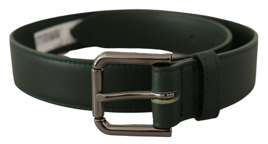 Dolce & Gabbana Army Green Leather Logo Metal Waist Buckle Belt - YSONA