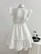 YSONA Frill Tie Front Mini Dress — close-up view | Women's Dress | Shop YSONA