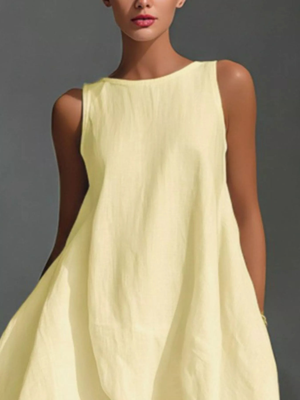 YSONA High-Low Round Neck Sleeveless Dress — model wearing | Women's Dress | Shop YSONA