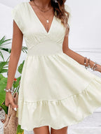 YSONA Tiered Cap Sleeve Mini Dress — detail view | Women's Dress | Shop YSONA